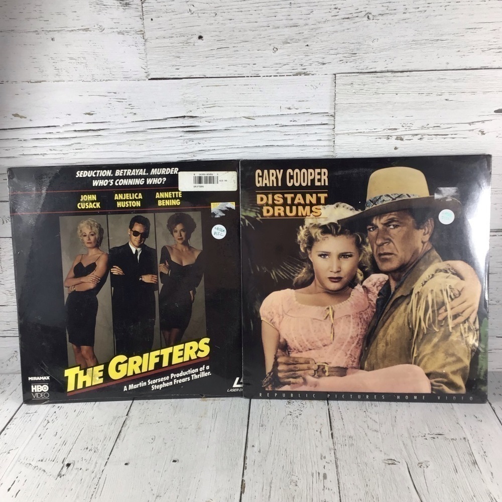 Laser Discs Gary Cooper Distant Drums The Grifters Lot of 2 Laserdiscs‌